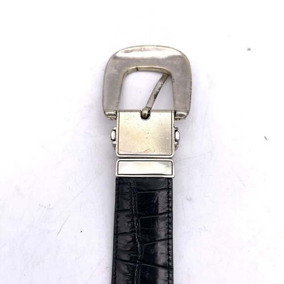 Brighton Vintage Reversible Black Brown Croc Embossed Belt Adjustable Buckle 35\